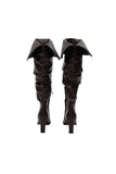 wrinkle knee high long boots
