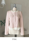 Gelpiece Frill Tweed Jacket Cardigan