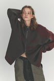 [2-WAY] Curved Block Knit Zip-Up
