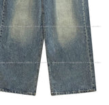 Lot Button Washed Wide Denim Pants