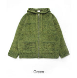 Blanc brush knit hooded zip-up