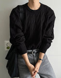 Cable Cosyharu Semi-over Knit