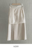 Belden Buckle Unbalance Pleated Long Skirt