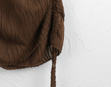 [MADE] Mark Pleated Wrap Shirring Layered Mini One Piece