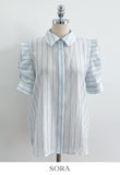 Tibet Stripe Puff Shirt Blouse