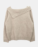 Bohan one-off-shoulder flower pendant wool long-sleeved knit