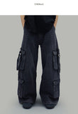 Double cargo denim pants