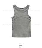 Rounding stitch ribbed sleeveless