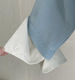 Mailing Layered Color Matching Shirt Zip-up Knit