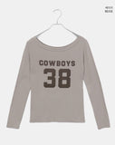 Nell Number Print One Off-Shoulder Long-Sleeve T-Shirt