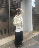 Tuen Color Matching Line Collar Knit Cardigan