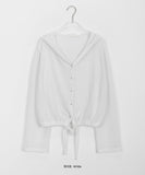 Hiaco Summer Linen String Hood Crop Cardigan