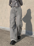 Muscle Cargo Denim Wide Pants