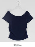 Kosel U-neck Side Shirring Short Sleeve Tee