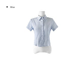 Karen Stripe Short Sleeve Collar Slim Shirt