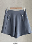 Tiamo Linen High Waist Double Button Shorts