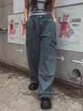 [U-DENIM/Planning Products] Summer Pintuck Wide Cargo Denim Pants