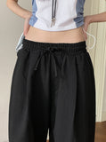 Hasty Pintuck Banding Cotton Long Wide Pants