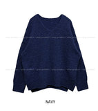 Tiyee slit V-neck unbalance long knit