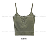 Pay ribbed button square-neck sleeveless (with cup)
