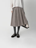 Leaven Wool Check Pleated Skirt