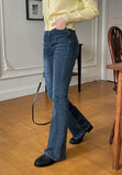 Chevind Washing Bootcut Denim Pants