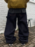 Orange Stitch Double Knee Denim