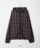 [unisex] Dorico Check Hood String Wind Jacket