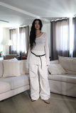 Textured Net Long Slim Knit Top