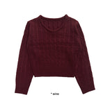 V-NECK CABLE CROP KNIT