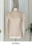 Ellow Half Neck Shirred Ribbed Knit
