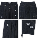 Pale Fold Damage Raw Denim