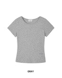 W U-Neck Crop Slim T-shirt