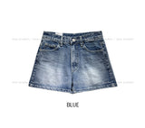 Tear washing stitch denim shorts