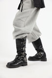 Bio strap long leather boots