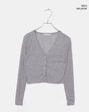 Lining Dot V-neck See-through Crop Cardigan