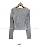 [U-BASIC] Soft Ribbed Round Crop Long Sleeve