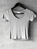 Cheese V-neck Slim Tee
