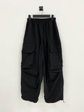 S/S Deep Black Big Pocket Nylon Balloon Pants
