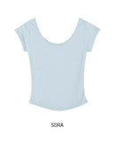 [1+1] Way Basic Slim U-Neck Short Sleeve
