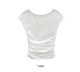 SIDE SHIRRING CAP SLEEVE T