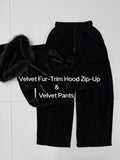Made Routine Velvet Fur Hood Zip-Up Set