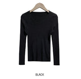 [U-BASIC] Yuki V-neck Slim Ribbed Long Sleeve Knit