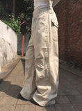 Luo Stitch Pintuck Pocket Wide Cotton Pants