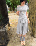 DOUBLE LAYERED MIDI SKIRT
