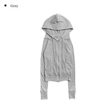 Shutter Ribbed Knit Crop Hood Zip-Up