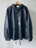 Over Leather Hood Jacket