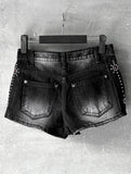 Studded Black Short Denim
