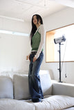 Incision line wide denim