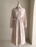 Chestnut Pintuck Collar Shirt Long One Piece (Strap Set)